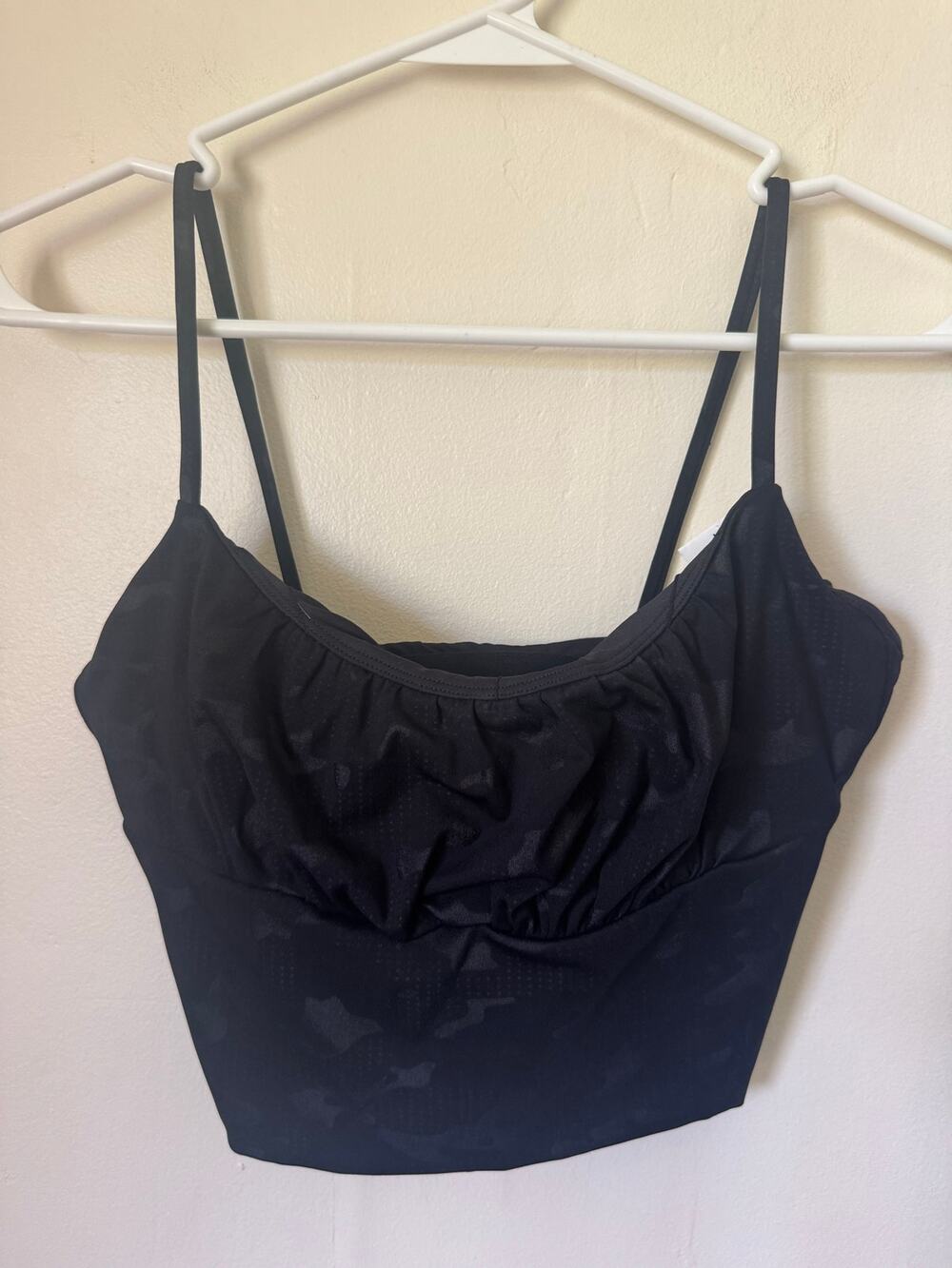 Zyia Active Longline Sports Bra XS Black Camo Strappy Crop Tank
